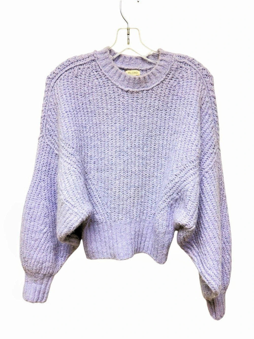 PILCRO Chunky Fuzzy Crew-Neck  Sweater Lavender XS
